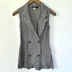 Vintage Sleeveless Black & White Gingham Vest